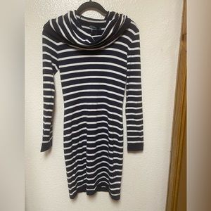 Tart Striped Turtleneck Cashmere Blend Nautical Dress